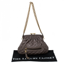 Pre Owned Marc Jacobs Taupe Quilted Leather Little Stam Shoulder Bag