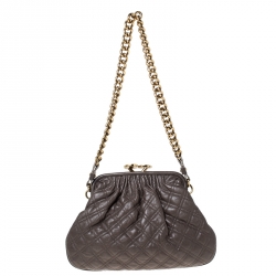 Pre Owned Marc Jacobs Taupe Quilted Leather Little Stam Shoulder Bag