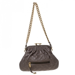 Pre Owned Marc Jacobs Taupe Quilted Leather Little Stam Shoulder Bag
