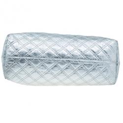 Pre Owned Marc Jacobs Silver Leather Casey Double Quilted Tote