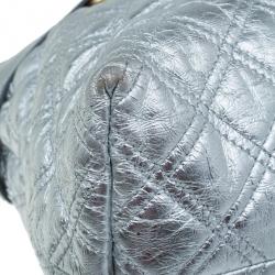 Pre Owned Marc Jacobs Silver Leather Casey Double Quilted Tote