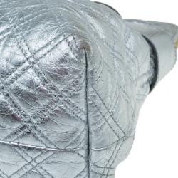 Pre Owned Marc Jacobs Silver Leather Casey Double Quilted Tote