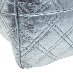 Pre Owned Marc Jacobs Silver Leather Casey Double Quilted Tote