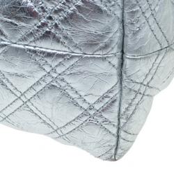 Pre Owned Marc Jacobs Silver Leather Casey Double Quilted Tote