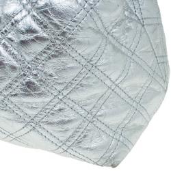 Pre Owned Marc Jacobs Silver Leather Casey Double Quilted Tote