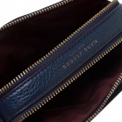 Pre Owned Marc Jacobs Navy Blue Leather Double Zip Crossbody Bag