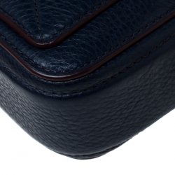 Pre Owned Marc Jacobs Navy Blue Leather Double Zip Crossbody Bag