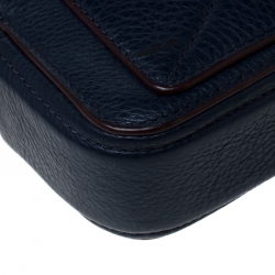 Pre Owned Marc Jacobs Navy Blue Leather Double Zip Crossbody Bag