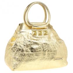 Pre Owned Marc Jacobs Metallic Gold Crackled Leather Tote