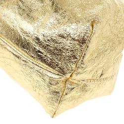 Pre Owned Marc Jacobs Metallic Gold Crackled Leather Tote