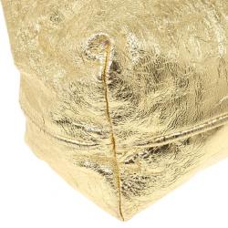 Pre Owned Marc Jacobs Metallic Gold Crackled Leather Tote
