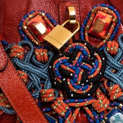 Pre Owned Marc Jacobs Orange Embellished Patent Leather Daisy Hobo