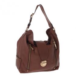 Pre Owned Marc Jacobs Brown Leather Amy With Zippers Hobo