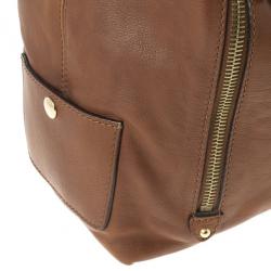 Pre Owned Marc Jacobs Brown Leather Amy With Zippers Hobo