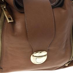 Pre Owned Marc Jacobs Brown Leather Amy With Zippers Hobo