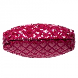 Marc Jacobs Red Sequins Embellished Canvas and Suede Frog Frame Shoulder Bag