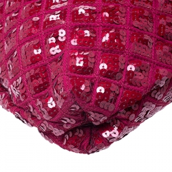 Marc Jacobs Red Sequins Embellished Canvas and Suede Frog Frame Shoulder Bag