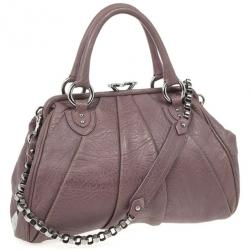 Pre Owned Marc Jacobs Lilac Pleated Leather Stam