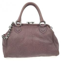 Pre Owned Marc Jacobs Lilac Pleated Leather Stam