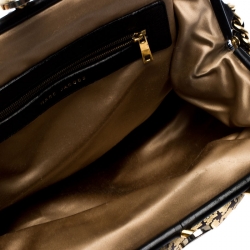 Pre Owned Marc Jacobs Black/Gold Houndstooth Print Leather and Fur Little Stam Shoulder Bag