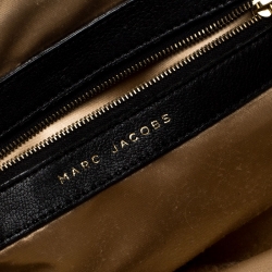 Pre Owned Marc Jacobs Black/Gold Houndstooth Print Leather and Fur Little Stam Shoulder Bag