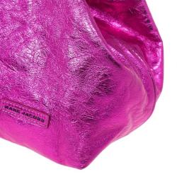 Pre Owned Marc Jacobs Metallic Pink Crackled Leather Cruise Tote