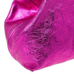 Pre Owned Marc Jacobs Metallic Pink Crackled Leather Cruise Tote