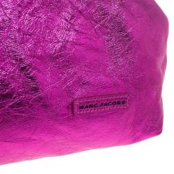 Pre Owned Marc Jacobs Metallic Pink Crackled Leather Cruise Tote