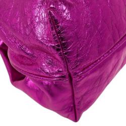 Pre Owned Marc Jacobs Metallic Pink Crackled Leather Cruise Tote