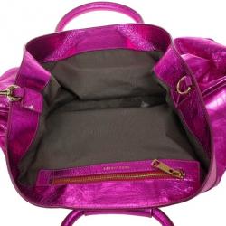 Pre Owned Marc Jacobs Metallic Pink Crackled Leather Cruise Tote