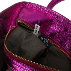 Pre Owned Marc Jacobs Metallic Pink Crackled Leather Cruise Tote