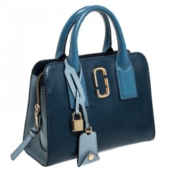Pre Owned Marc Jacobs Blue Leather Little Big Shot Tote