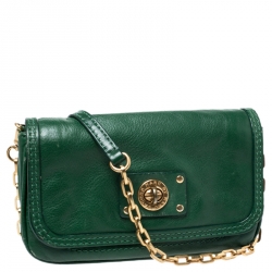 Pre Owned Marc Jacobs Green Leather Turnlock Crossbody Bag