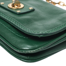 Pre Owned Marc Jacobs Green Leather Turnlock Crossbody Bag