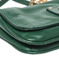 Pre Owned Marc Jacobs Green Leather Turnlock Crossbody Bag