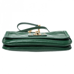 Pre Owned Marc Jacobs Green Leather Turnlock Crossbody Bag