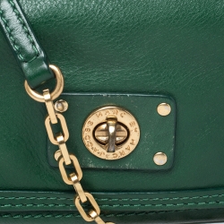 Pre Owned Marc Jacobs Green Leather Turnlock Crossbody Bag