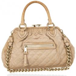 Pre Owned Marc Jacobs Beige Quilted Leather Stam Satchel