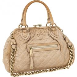 Pre Owned Marc Jacobs Beige Quilted Leather Stam Satchel