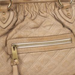 Pre Owned Marc Jacobs Beige Quilted Leather Stam Satchel
