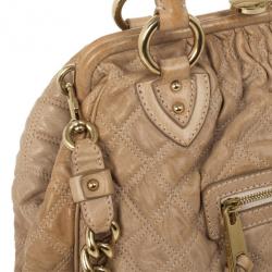Pre Owned Marc Jacobs Beige Quilted Leather Stam Satchel