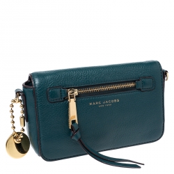 Pre Owned Marc Jacobs Petroleum Green Leather Recruit Crossbody Bag