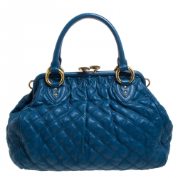 Pre Owned Marc Jacobs Blue Quilted Leather Stam Shoulder Bag