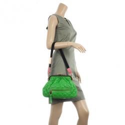 Pre Owned Marc Jacobs Bright Green Quilted Little Stam Bag
