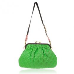 Pre Owned Marc Jacobs Bright Green Quilted Little Stam Bag