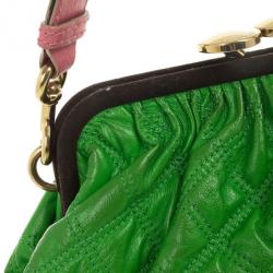 Pre Owned Marc Jacobs Bright Green Quilted Little Stam Bag