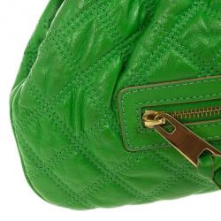 Pre Owned Marc Jacobs Bright Green Quilted Little Stam Bag