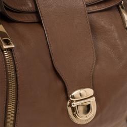 Pre Owned Marc Jacobs Brown Leather Amy With Zippers Hobo