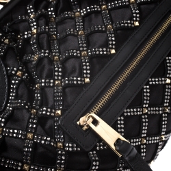 Pre Owned Marc Jacobs Black Crystal Embellished Satin Stam Satchel