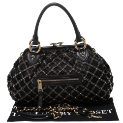 Pre Owned Marc Jacobs Black Crystal Embellished Satin Stam Satchel